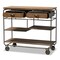 Baxton Studio Grant Vintage Oak Brown Finished Wood and Black Finished Metal 2-Drawer Kitchen Cart 177-11201-Zoro - alternate 9